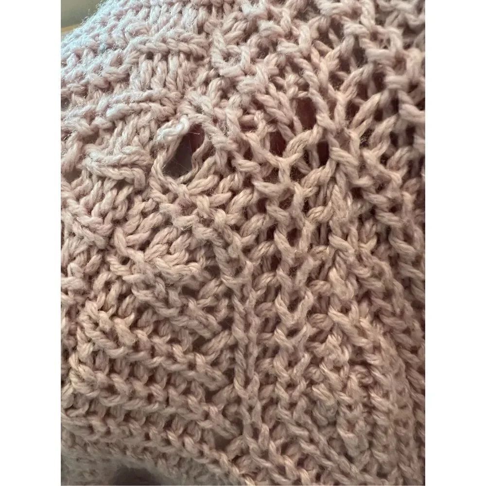 Universal Thread Pink Crochet Loose Knit Open Front Cardigan XS - Picture 8 of 8